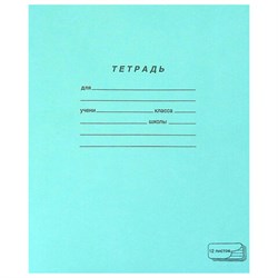 Тетрадь ЗЕЛЁНАЯ обложка 12 л., косая линия с полями, офсет, "ПЗБМ", 19971 - фото 10996126