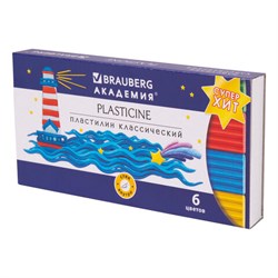 Пластилин классический BRAUBERG "АКАДЕМИЯ КЛАССИЧЕСКАЯ", 6 цветов, 120 г, СТЕК, ВЫСШЕЕ КАЧЕСТВО, 106440 - фото 10996484