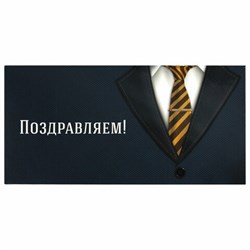 Конверт для денег "ПОЗДРАВЛЯЕМ!", Деловой стиль, 166х82 мм, выборочный лак, ЗОЛОТАЯ СКАЗКА, 113749 - фото 11009382