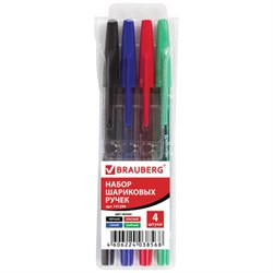 Ручки шариковые BRAUBERG, НАБОР 4 шт., АССОРТИ, "Black Jack", узел 0,7 мм, линия письма 0,35 мм, 141290 - фото 11019839