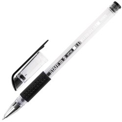 Ручка гелевая с грипом STAFF "EVERYDAY" GP-192, ЧЕРНАЯ, корпус прозрачный, узел 0,5 мм, линия письма 0,35 мм, 141823 - фото 11020899