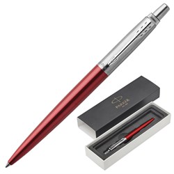 Ручка шариковая PARKER "Jotter Core Kensington Red CT", корпус красный, детали хром, синяя, 1953187 - фото 11021730
