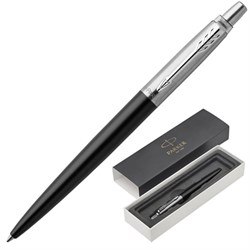 Ручка шариковая PARKER "Jotter Core Bond Street Black CT", корпус черный, детали хром, синяя, 1953184 - фото 11021736