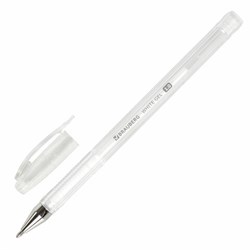 Ручка гелевая BRAUBERG "White Pastel", БЕЛАЯ, корпус прозрачный, узел 1 мм, линия письма 0,5 мм, 143417 - фото 11025601