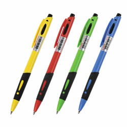 Ручка шариковая автоматическая с грипом STAFF "BP-16 Neon", СИНЯЯ, ассорти, линия письма 0,35 мм, 143750 - фото 11027810