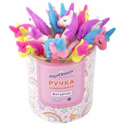 Ручка фигурная шариковая ЮНЛАНДИЯ "Единорог", мягкий силиконовый корпус, ассорти, СИНЯЯ, пишущий узел 0,7 мм, 143776 - фото 11028016