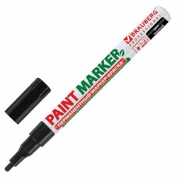 Маркер-краска лаковый (paint marker) 2 мм, ЧЕРНЫЙ, БЕЗ КСИЛОЛА (без запаха), алюминий, BRAUBERG PROFESSIONAL, 150868 - фото 11029911