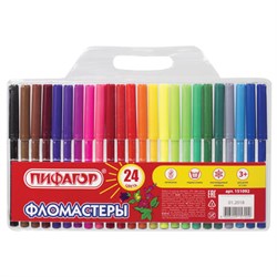 Фломастеры ПИФАГОР, 24 цвета, вентилируемый колпачок, 151092 - фото 11030243