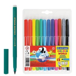 Фломастеры 12 ЦВЕТОВ CENTROPEN "Colour World", круглые, смываемые, 7550/12TP, 7 7550 1284 - фото 11030434