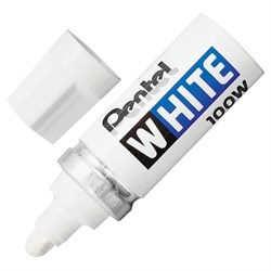 Маркер-краска лаковый PENTEL (Япония) WHITE, 6,5 мм, БЕЛЫЙ, алюминиевый корпус, длина письма 1200 м, X100W - фото 11030871