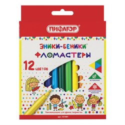 Фломастеры ПИФАГОР "ЭНИКИ-БЕНИКИ", 12 цветов, вентилируемый колпачок, 151401 - фото 11031070