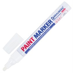 Маркер-краска лаковый (paint marker) 4 мм, БЕЛЫЙ, НИТРО-ОСНОВА, алюминиевый корпус, BRAUBERG PROFESSIONAL PLUS, 151444 - фото 11031400