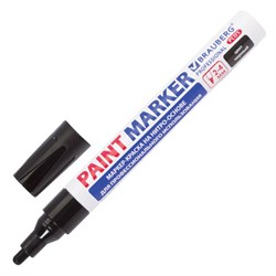 Маркер-краска лаковый (paint marker) 4 мм, ЧЕРНЫЙ, НИТРО-ОСНОВА, алюминиевый корпус, BRAUBERG PROFESSIONAL PLUS, 151445 - фото 11031416