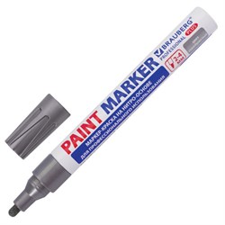 Маркер-краска лаковый (paint marker) 4 мм, СЕРЕБРЯНЫЙ, НИТРО-ОСНОВА, алюминиевый корпус, BRAUBERG PROFESSIONAL PLUS, 151448 - фото 11031464