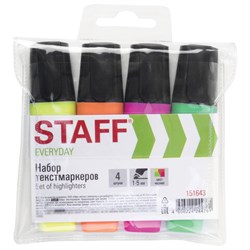 Набор текстовыделителей STAFF "EVERYDAY" HL-638, 4 шт., АССОРТИ, линия 1-5 мм, 151643 - фото 11032600