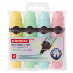 Набор текстовыделителей BRAUBERG 4 шт., АССОРТИ, "DELTA PASTEL", линия 1-5 мм, 151735 - фото 11033308