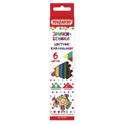 Карандаши цветные ПИФАГОР "ЭНИКИ-БЕНИКИ", 6 цветов, шестигранные, натуральное дерево, 181345 - фото 11038701