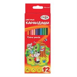 Карандаши цветные ГАММА "Мультики", 12 цветов, трехгранные, натуральное дерево, 290122_12 - фото 11039476