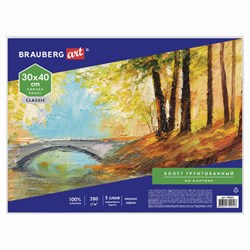 Холст на картоне BRAUBERG ART CLASSIC, 30*40см, грунтованный, 100% хлопок, мелкое зерно, 190621 - фото 11042016