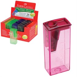 Точилка FABER-CASTELL, с контейнером, прямоугольная, пластиковая, детали флуоресцентные, ассорти, 581525 - фото 11054734