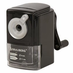 Точилка механическая BRAUBERG "STYLE", для ч/гр и цветных карандашей (в том числе утолщенных), крепление к столу, корпус черный, 228482 - фото 11062881