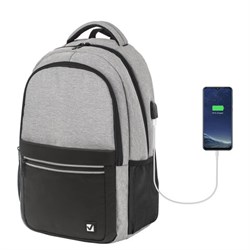 Рюкзак BRAUBERG URBAN универсальный, с отделением для ноутбука, USB-порт, Detroit, серый, 46х30х16 см, 229894 - фото 11068964