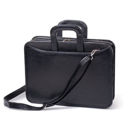 Портфель "Карьера", 36х31х7 см, искусственная кожа, 2 отделения, на молнии, черный - фото 11079647