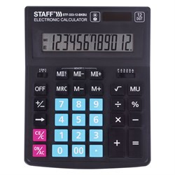 Калькулятор настольный STAFF PLUS STF-333-BKBU ( 200x154 мм) 12 разрядов, ЧЕРНО-СИНИЙ, 250461 - фото 11080886