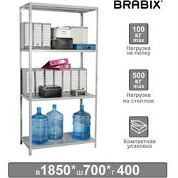Стеллаж металлический BRABIX "MS KD-180/40/70-4", 1800х700х400 мм, 4 полки, компактная упаковка, 291113, S240BR124402 - фото 11084935
