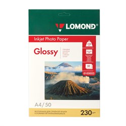Фотобумага глянцевая, А4, 230 г/м2, односторонняя, 50 листов, LOMOND, 0102022 - фото 11088129