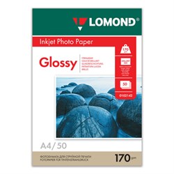 Фотобумага глянцевая, А4, 170 г/м2, односторонняя, 50 листов, LOMOND, 0102142 - фото 11088449