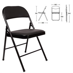 Стул складной BRABIX "Golf Plus CF-003 Комфорт", черный каркас, кожзам черный, 531566 - фото 11112503