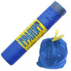 Мешки для мусора, 60 л, завязки, синие, в рулоне 20 шт., ПНД, 15 мкм, 60х70 см, прочные, КОНЦЕПЦИЯ БЫТА "Гранит", 1022 - фото 11120665