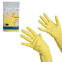 Перчатки МНОГОРАЗОВЫЕ резиновые VILEDA &quot;Контракт&quot;, хлопчатобумажное напыление, размер XL (очень большой), желтые, вес 66 г, 102588