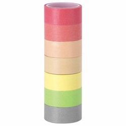 Клейкие WASHI-ленты для декора "ПАСТЕЛЬ", 7 теплых цветов, 15 мм х 3 м, рисовая бумага, ОСТРОВ СОКРОВИЩ, 661700 - фото 11140880