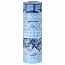 Клейкие WASHI-ленты для декора ОТТЕНКИ СИНЕГО, 15 мм х 3 м, 7 цветов, рисовая бумага, ОСТРОВ СОКРОВИЩ, 661703 - фото 11140898