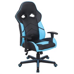 Кресло компьютерное BRABIX "Storm GM-006", регулируемые подлокотники, экокожа, черное/голубое, 532501 - фото 11164609