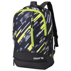 Рюкзак STAFF STRIKE универсальный, 3 кармана, черно-салатовый, 45х27х12 см, 270783 - фото 11183919