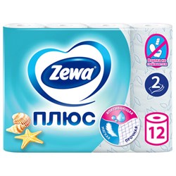 Бумага туалетная 2-х слойная 12 рулонов (12х23 м), СВЕЖЕСТЬ ОКЕАНА, ZEWA Plus, 144136 - фото 11201870