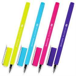 Ручка шариковая BRAUBERG SOFT TOUCH STICK "NEON", СИНЯЯ, мягкое покрытие, корпус ассорти, узел 0,7 мм, 143697 - фото 11203174