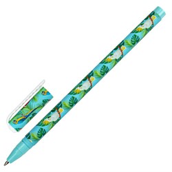 Ручка шариковая BRAUBERG SOFT TOUCH STICK "PARROTS", СИНЯЯ, мягкое покрытие, узел 0,7 мм, 143706 - фото 11203280