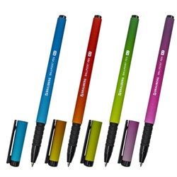 Ручка шариковая BRAUBERG SOFT TOUCH GRIP "GRADE NEON", СИНЯЯ, мягкое покрытие, ассорти, узел 0,7 мм, 143710 - фото 11203320