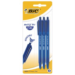 Ручки шариковые автоматические BIC "Round Stic Clic", НАБОР 3 шт., СИНИЕ, линия письма 0,32 мм, блистер, 926374 - фото 11203715