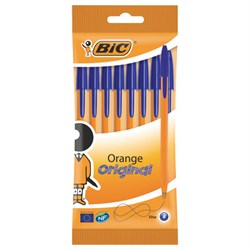 Ручки шариковые BIC "Orange Fine", НАБОР 8 шт., СИНИЕ, линия письма 0,32 мм, пакет, 919228 - фото 11203719