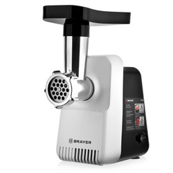 Мясорубка BRAYER BR1600, 1300 Вт, производительность 1,5 кг/мин, металлический шнек, реверс, пластик, белая/черная - фото 11218251