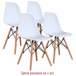 Стулья BRABIX "Eames CF-010", КОМПЛЕКТ 4 шт., пластик белый, опоры дерево/металл, 532630, 2033A - фото 11245279