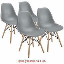 Стулья BRABIX "Eames CF-010", КОМПЛЕКТ 4 шт., пластик серый, опоры дерево/металл, 532632, 2033A - фото 11245304