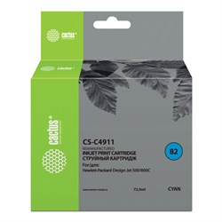 Картридж струйный CACTUS (CS-C4911) для плоттеров HP DesignJet 500/510/800, голубой - фото 11329688