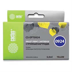 Картридж струйный CACTUS (CS-EPT0924) для EPSON Stylus C91/CX4300/T26/T27/TX106, желтый - фото 11329726