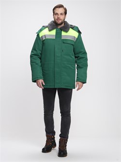 Куртка зимняя Бригада NEW (тк.Смесовая,210), зеленый/лимонный - фото 11335733